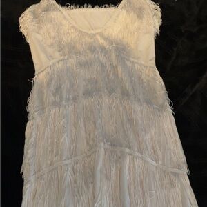 Elegant White Fringe Dress